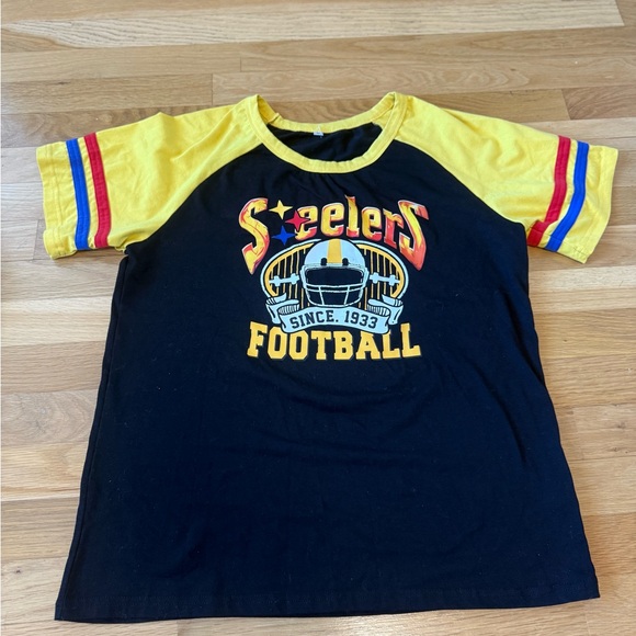 Pittsburgh Steelers Retro Throwback Striped Sleeve Tee - Size M women's - Picture 3 of 5